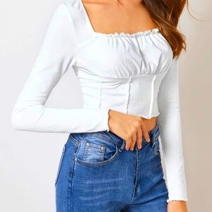 Frill trim bustier tee